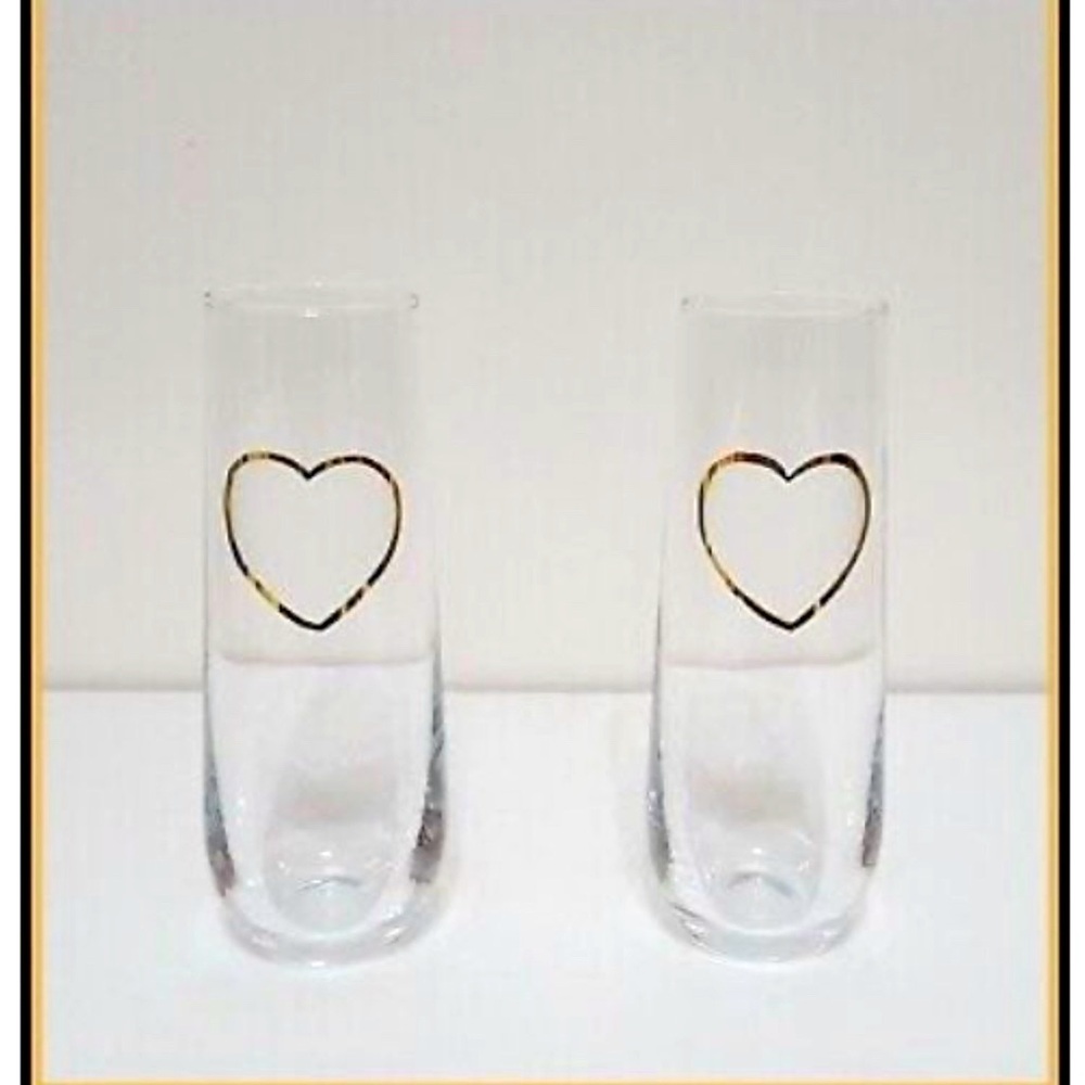 NIB Williams Sonoma Heart Collection Stemless Flutes